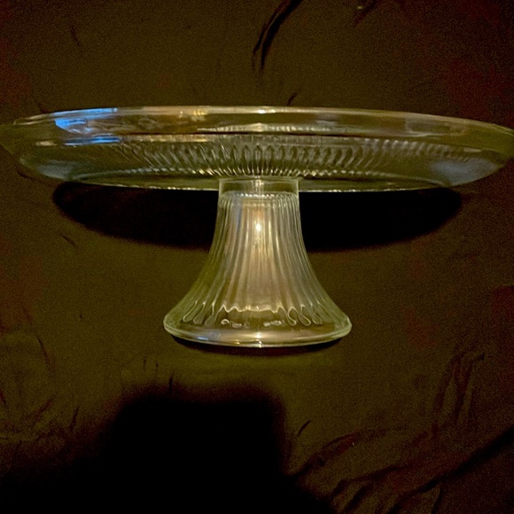 Glass cake plate with stand. 12in x 4.5in. 3lbs. - Picture 3 of 4